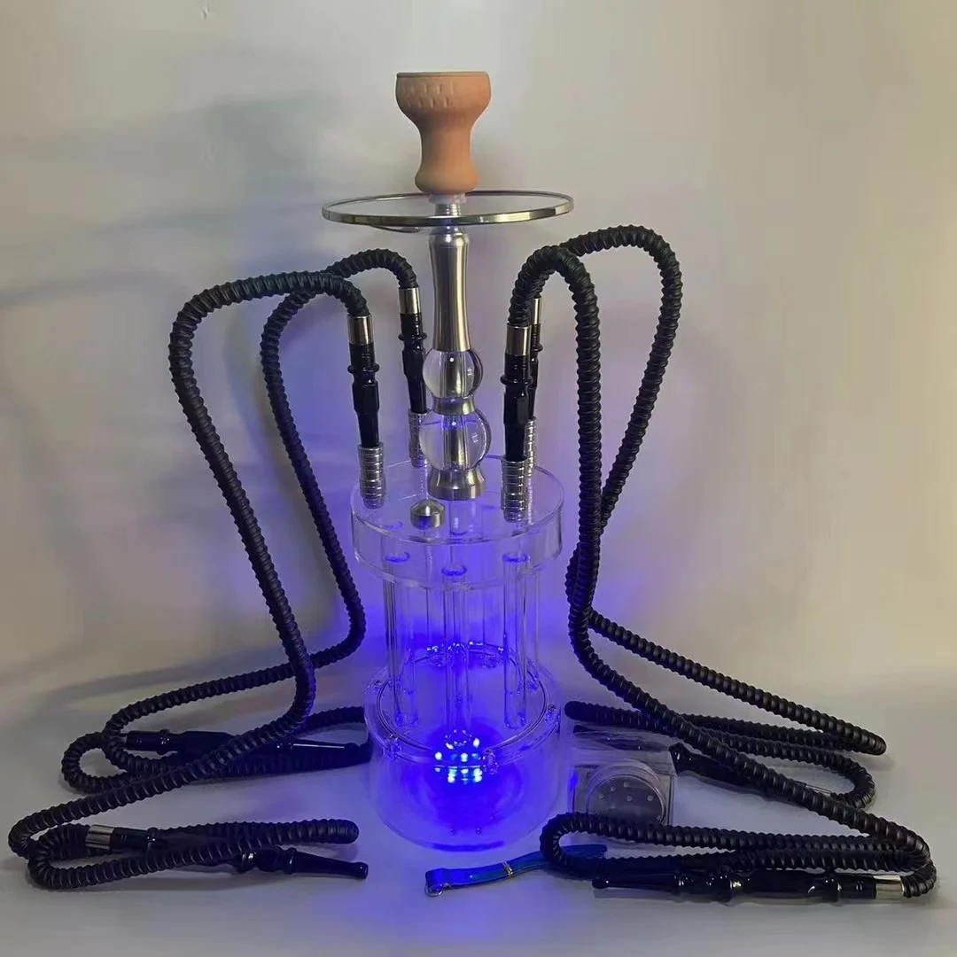 Four-Hose Acrylic Hookah with Light