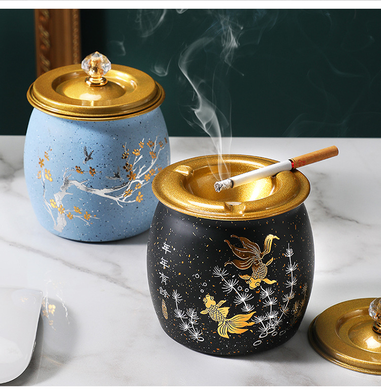 Smell-Proof Stainless Steel Ashtray with Decorative Designs — application view 025