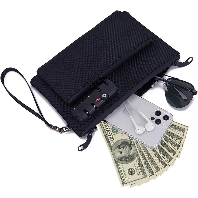 Lockable RFID-Blocking Document Storage Bag