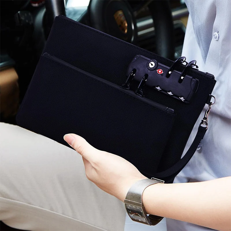 Lockable RFID-Blocking Document Storage Bag