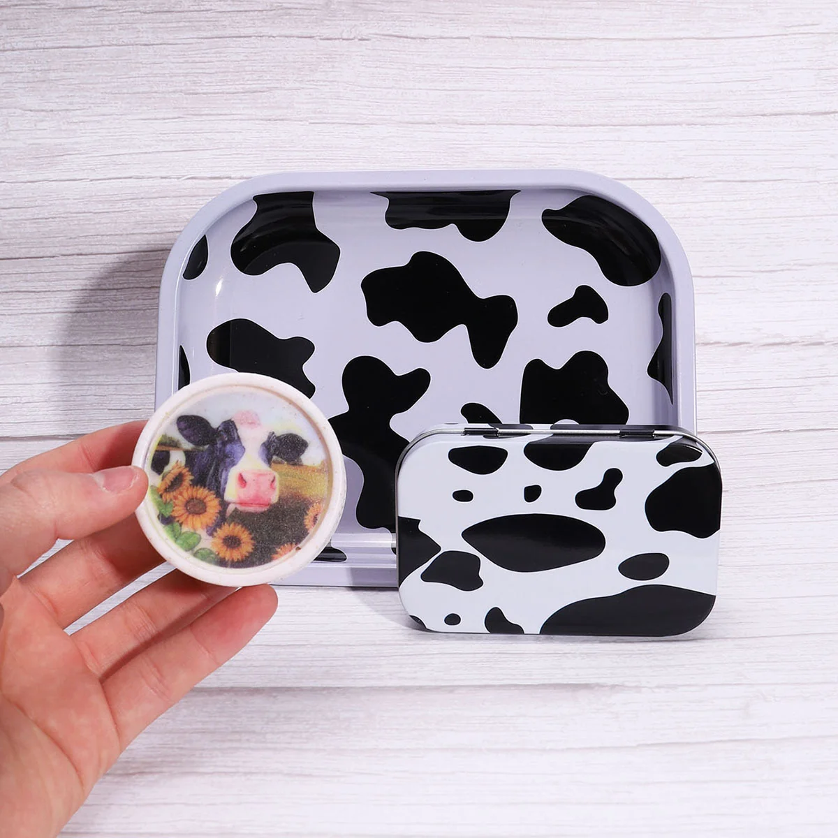 Three-Piece Rolling Tray, Grinder and Tin Set