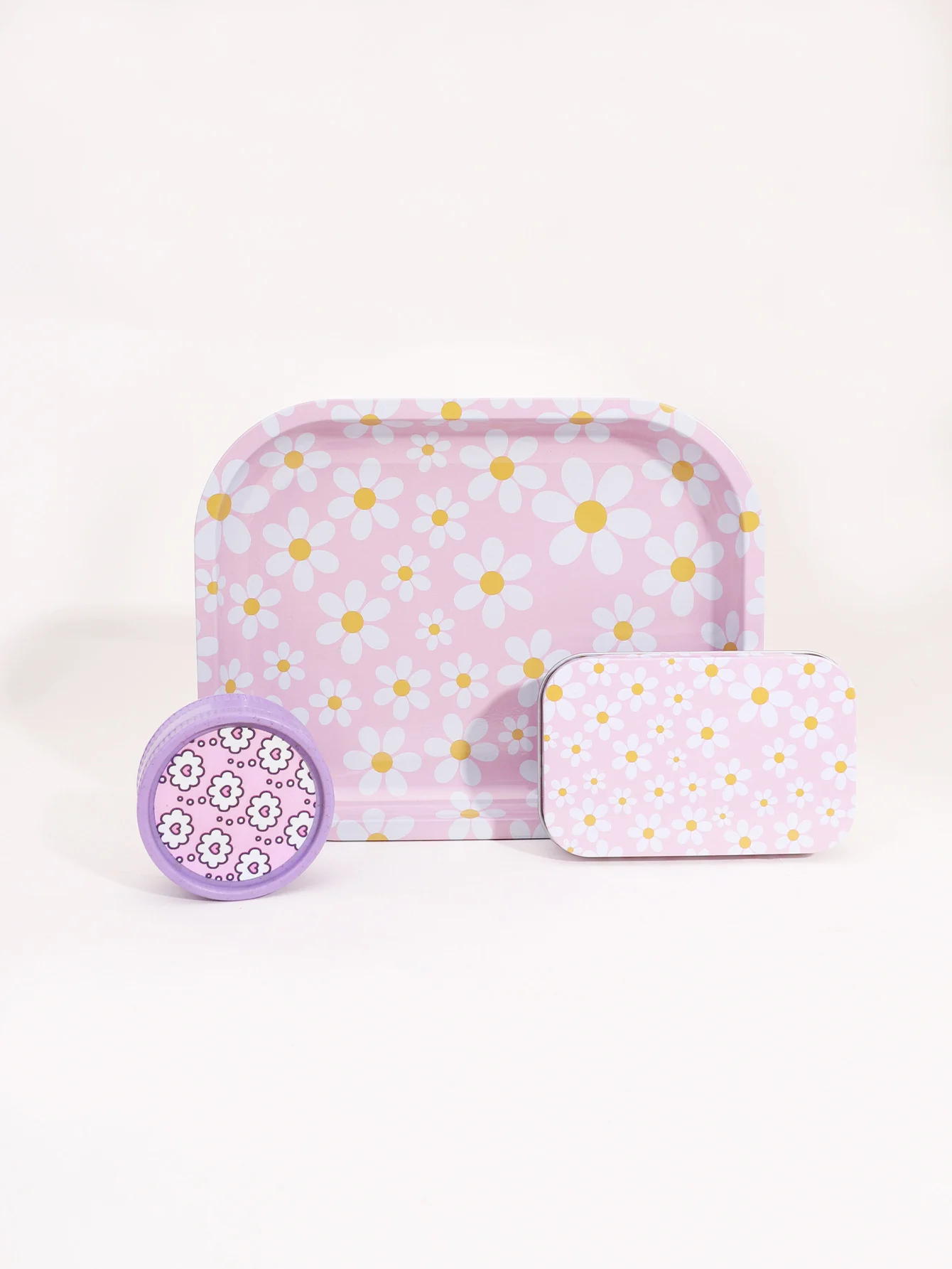 Three-Piece Rolling Tray, Grinder and Tin Set