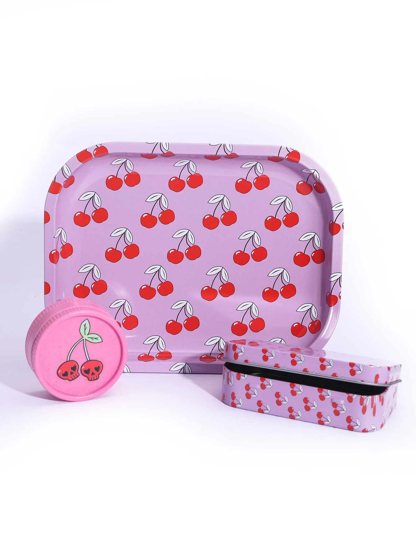 Three-Piece Rolling Tray, Grinder and Tin Set