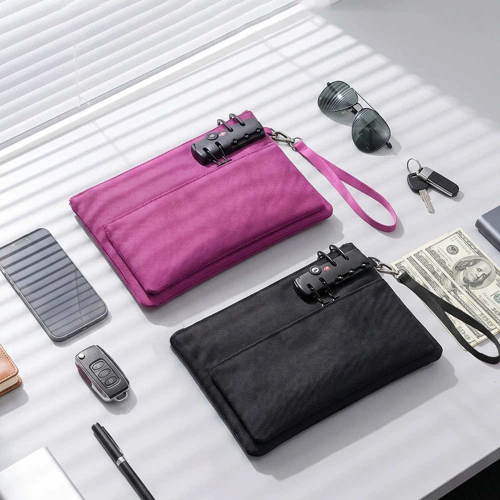Lockable Zippered Storage Bag for Documents and Accessories for Passports
