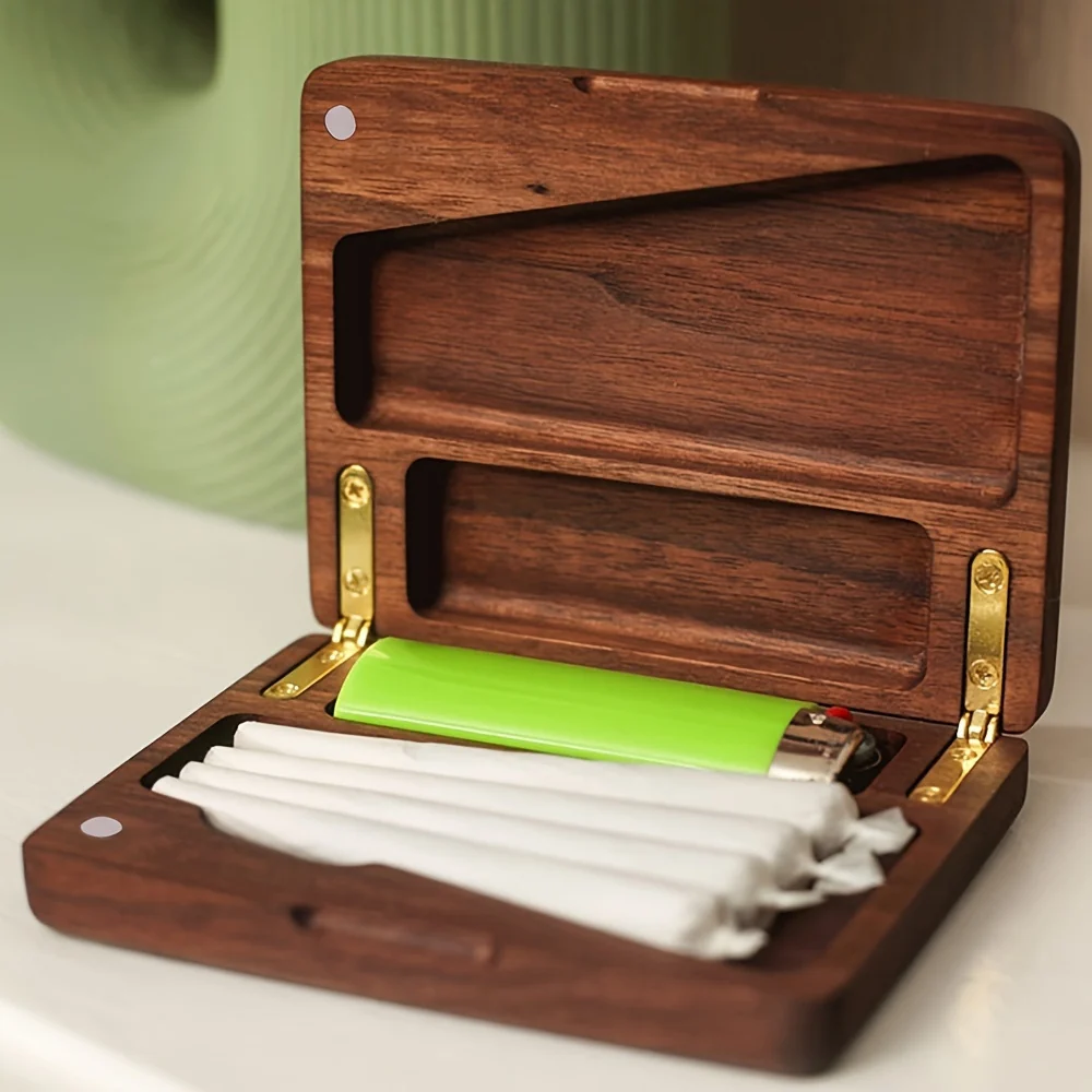 Wooden Cigar Storage Box with Magnetic Flip Lid