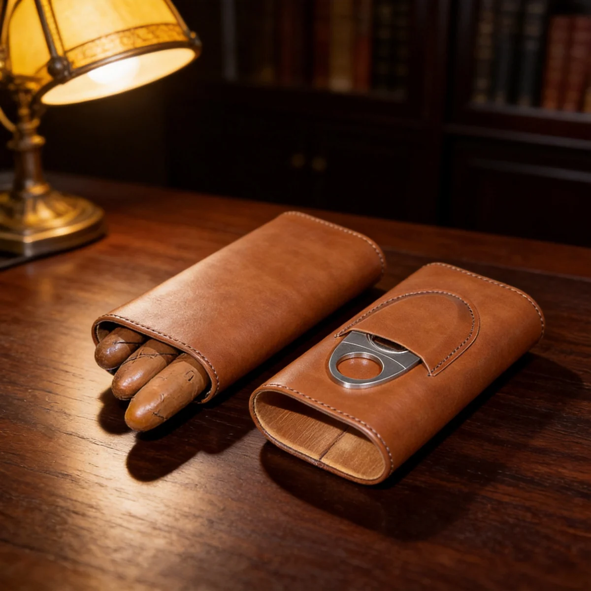 Moisture-Retaining Travel Cigar Case for Three Cigars — application view 002